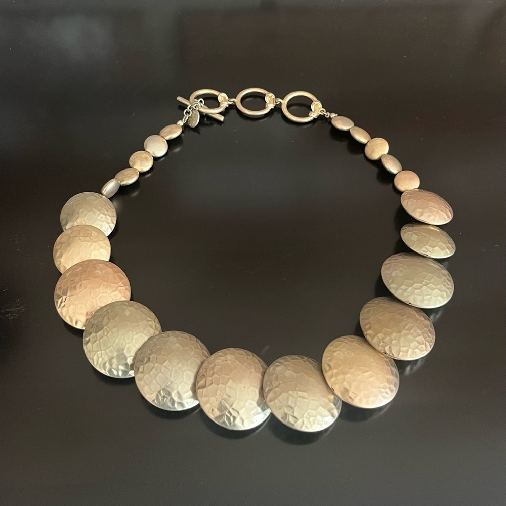 Modern Gold and Silver Disc Necklace